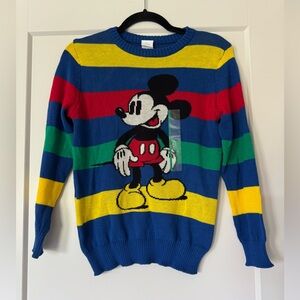 Disney Men's Mickey Mouse Striped Sweater - Blue, Red, Yellow, Green Size M